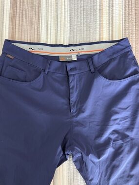 KJUS Men's Navy Performance Golf Pants with Orange Trim